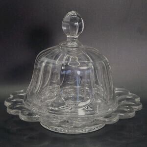 A. H.Heisey Covered Butter Cheese Dish in the "Peerless" Pattern Crystal